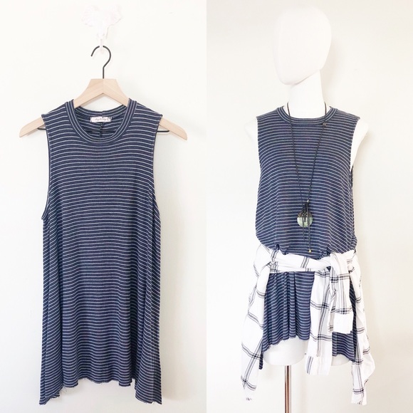 Free People Tops - Lazy Sundays Navy/White Stripe Sleeveless Tunic